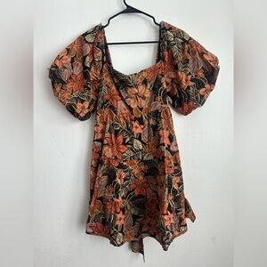 Olivaceous Vibrant Floral Dress